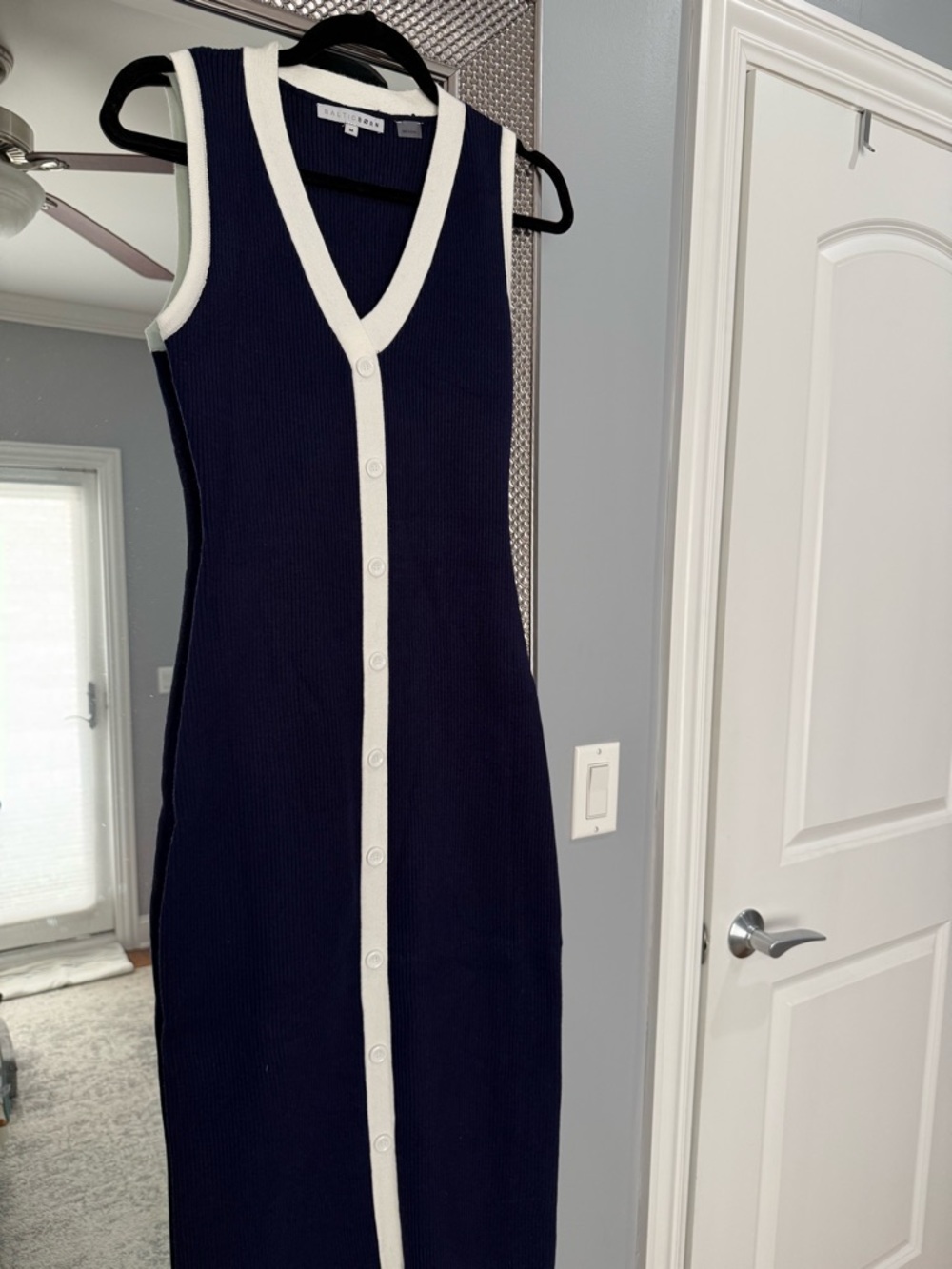 Baltic Born Navy Midi Dress with White Trim